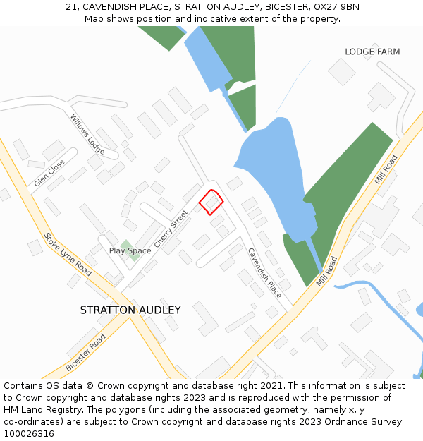 21, CAVENDISH PLACE, STRATTON AUDLEY, BICESTER, OX27 9BN: Location map and indicative extent of plot