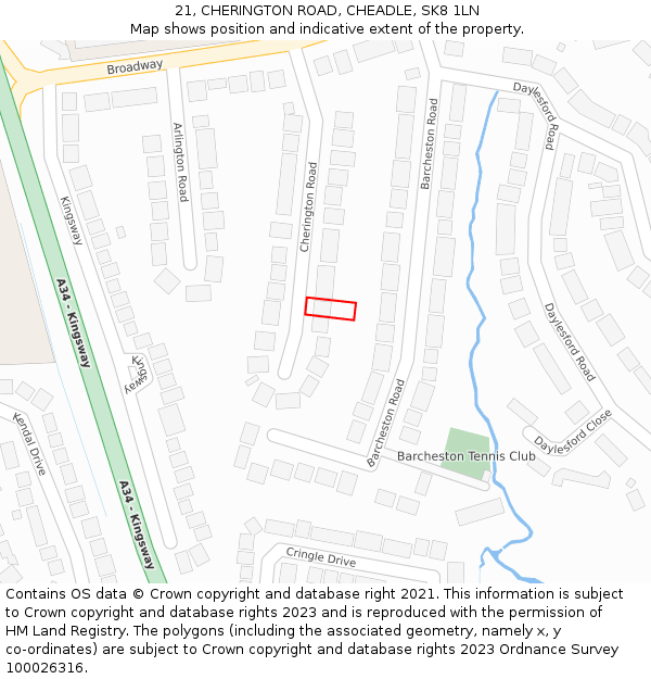 21, CHERINGTON ROAD, CHEADLE, SK8 1LN: Location map and indicative extent of plot