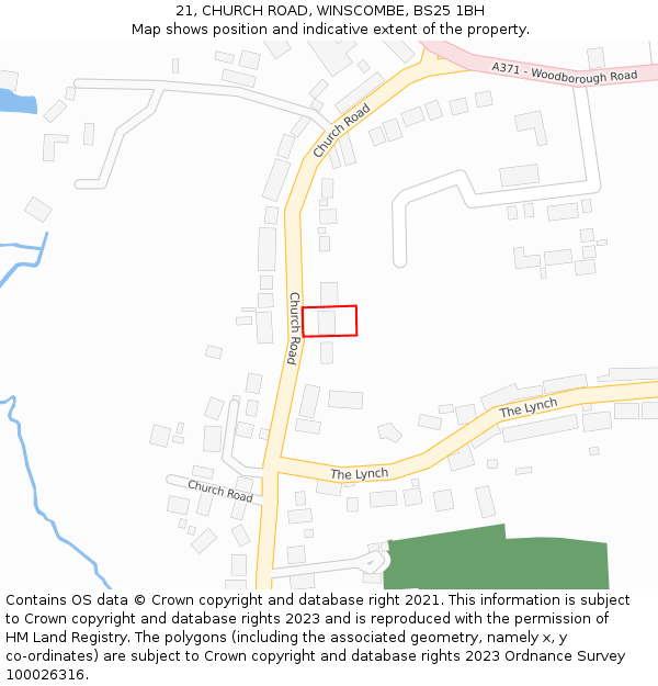 21, CHURCH ROAD, WINSCOMBE, BS25 1BH: Location map and indicative extent of plot