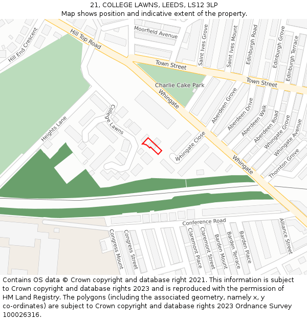 21, COLLEGE LAWNS, LEEDS, LS12 3LP: Location map and indicative extent of plot