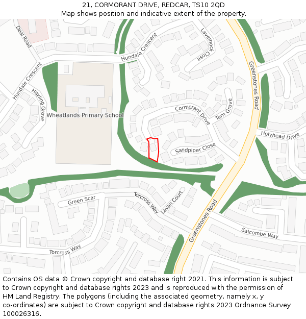 21, CORMORANT DRIVE, REDCAR, TS10 2QD: Location map and indicative extent of plot