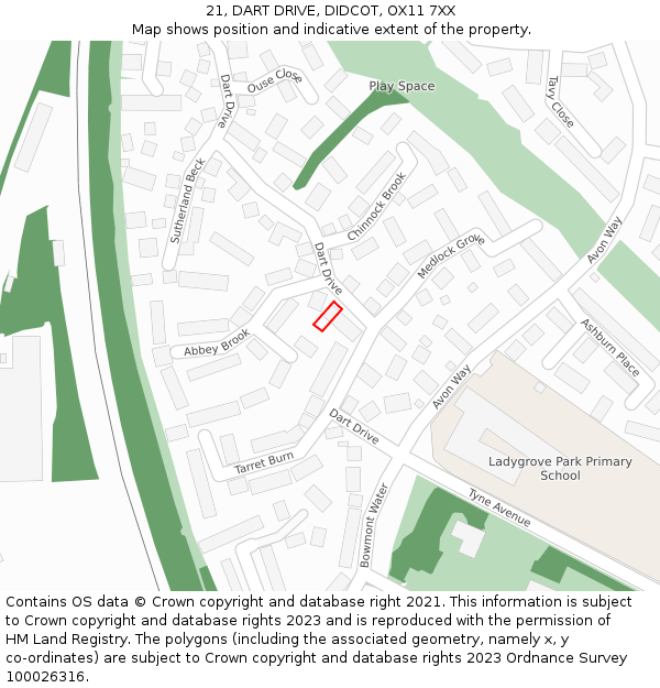 21, DART DRIVE, DIDCOT, OX11 7XX: Location map and indicative extent of plot