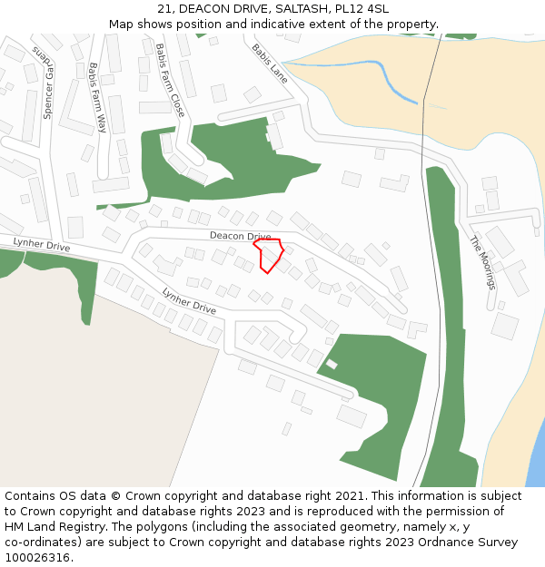 21, DEACON DRIVE, SALTASH, PL12 4SL: Location map and indicative extent of plot