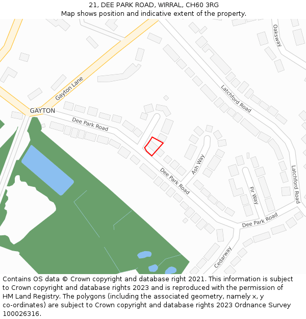 21, DEE PARK ROAD, WIRRAL, CH60 3RG: Location map and indicative extent of plot