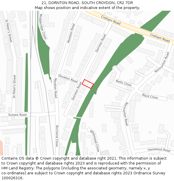 21, DORNTON ROAD, SOUTH CROYDON, CR2 7DR: Location map and indicative extent of plot