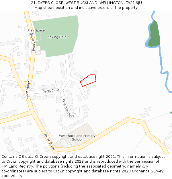 21, DYERS CLOSE, WEST BUCKLAND, WELLINGTON, TA21 9JU: Location map and indicative extent of plot