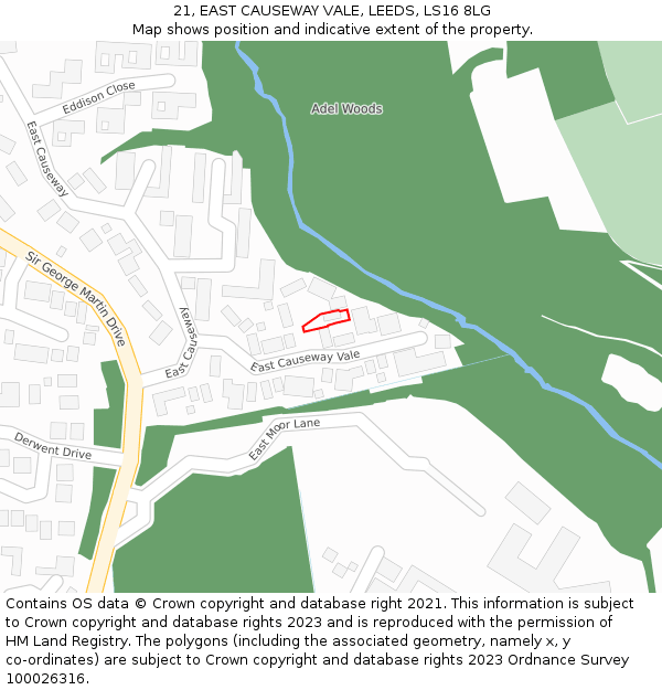 21, EAST CAUSEWAY VALE, LEEDS, LS16 8LG: Location map and indicative extent of plot