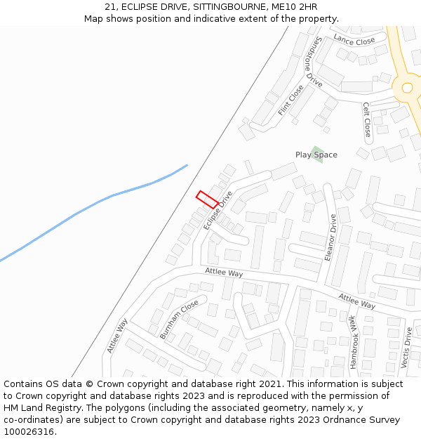 21, ECLIPSE DRIVE, SITTINGBOURNE, ME10 2HR: Location map and indicative extent of plot