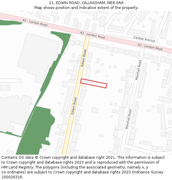 21, EDWIN ROAD, GILLINGHAM, ME8 0AA: Location map and indicative extent of plot