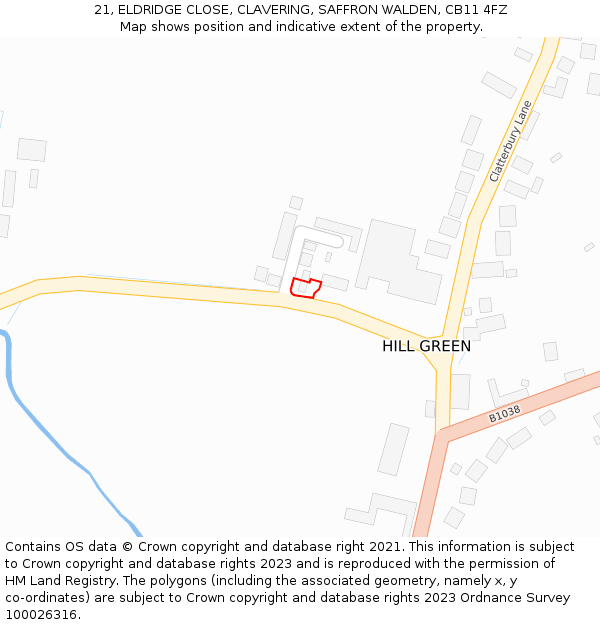 21, ELDRIDGE CLOSE, CLAVERING, SAFFRON WALDEN, CB11 4FZ: Location map and indicative extent of plot