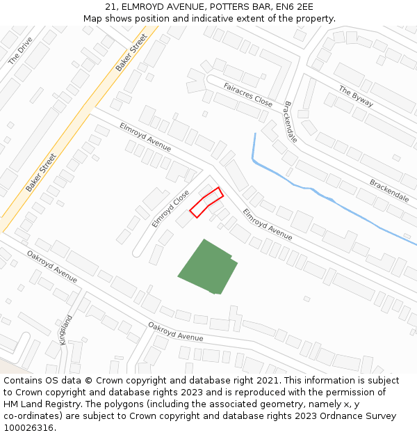 21, ELMROYD AVENUE, POTTERS BAR, EN6 2EE: Location map and indicative extent of plot