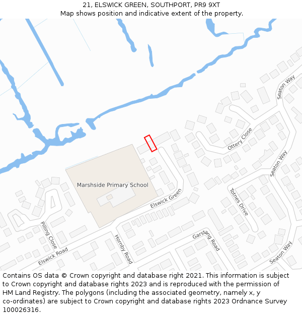 21, ELSWICK GREEN, SOUTHPORT, PR9 9XT: Location map and indicative extent of plot