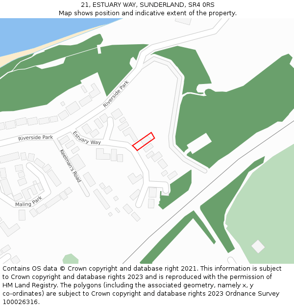 21, ESTUARY WAY, SUNDERLAND, SR4 0RS: Location map and indicative extent of plot