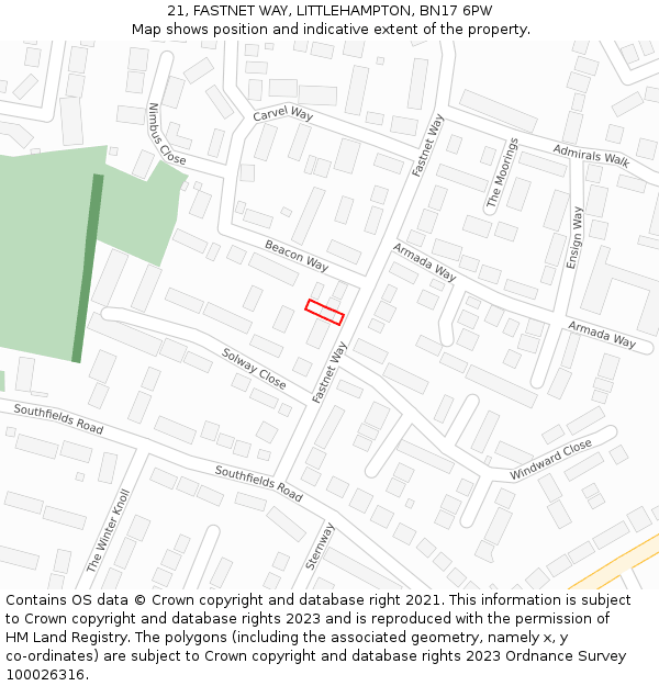 21, FASTNET WAY, LITTLEHAMPTON, BN17 6PW: Location map and indicative extent of plot