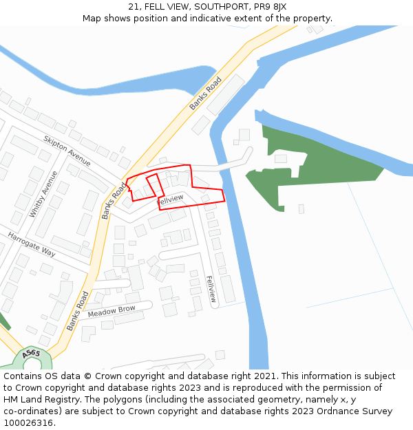 21, FELL VIEW, SOUTHPORT, PR9 8JX: Location map and indicative extent of plot