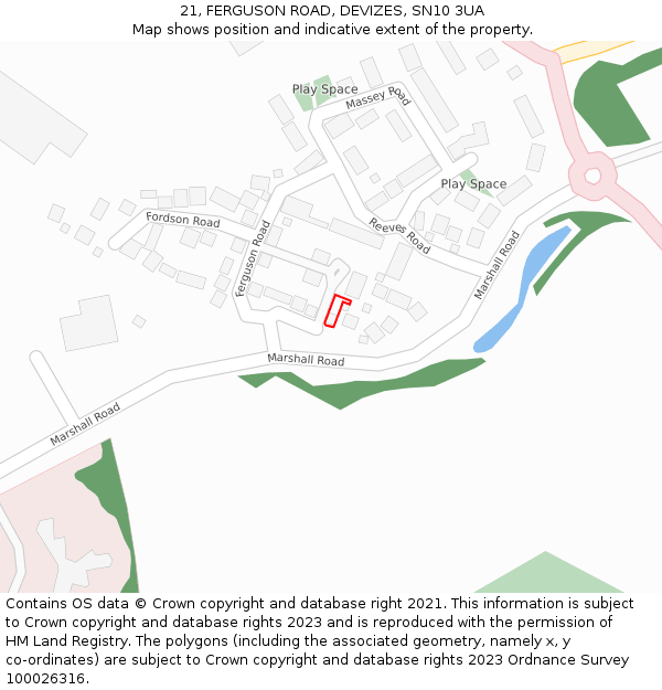 21, FERGUSON ROAD, DEVIZES, SN10 3UA: Location map and indicative extent of plot