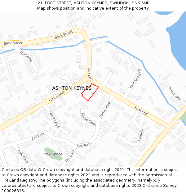 21, FORE STREET, ASHTON KEYNES, SWINDON, SN6 6NP: Location map and indicative extent of plot