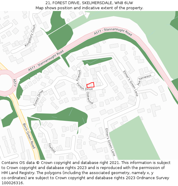 21, FOREST DRIVE, SKELMERSDALE, WN8 6UW: Location map and indicative extent of plot