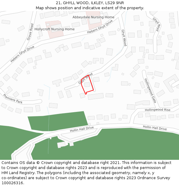 21, GHYLL WOOD, ILKLEY, LS29 9NR: Location map and indicative extent of plot