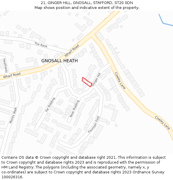 21, GINGER HILL, GNOSALL, STAFFORD, ST20 0DN: Location map and indicative extent of plot