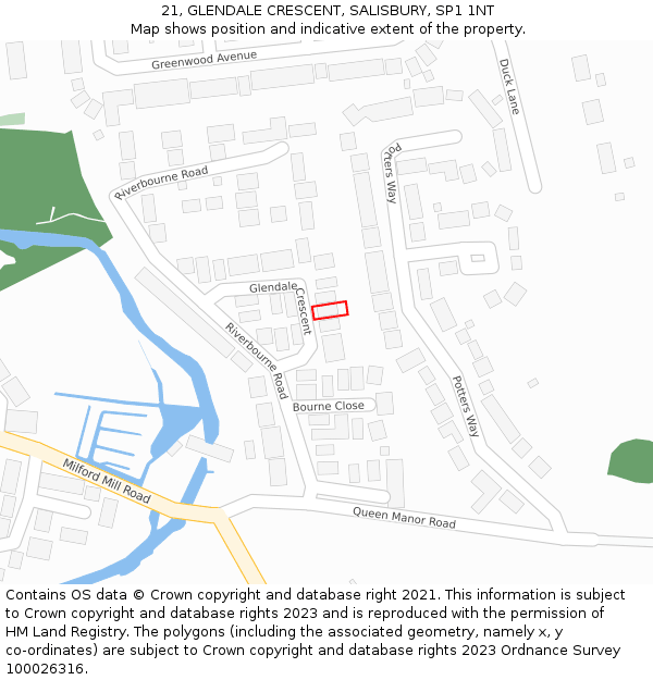 21, GLENDALE CRESCENT, SALISBURY, SP1 1NT: Location map and indicative extent of plot