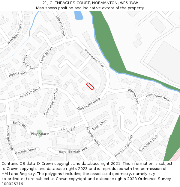 21, GLENEAGLES COURT, NORMANTON, WF6 1WW: Location map and indicative extent of plot