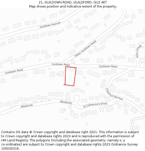 21, GUILDOWN ROAD, GUILDFORD, GU2 4ET: Location map and indicative extent of plot