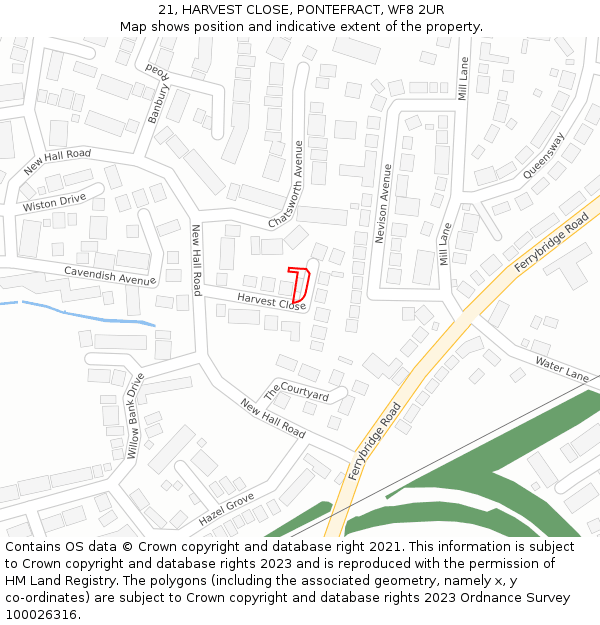 21, HARVEST CLOSE, PONTEFRACT, WF8 2UR: Location map and indicative extent of plot