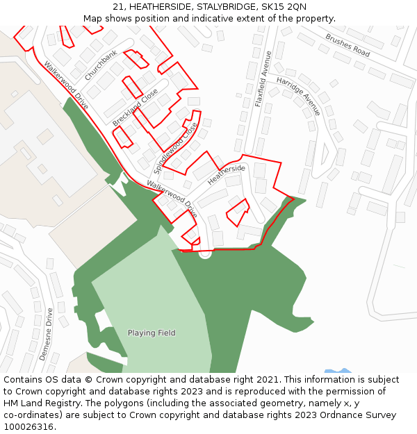 21, HEATHERSIDE, STALYBRIDGE, SK15 2QN: Location map and indicative extent of plot
