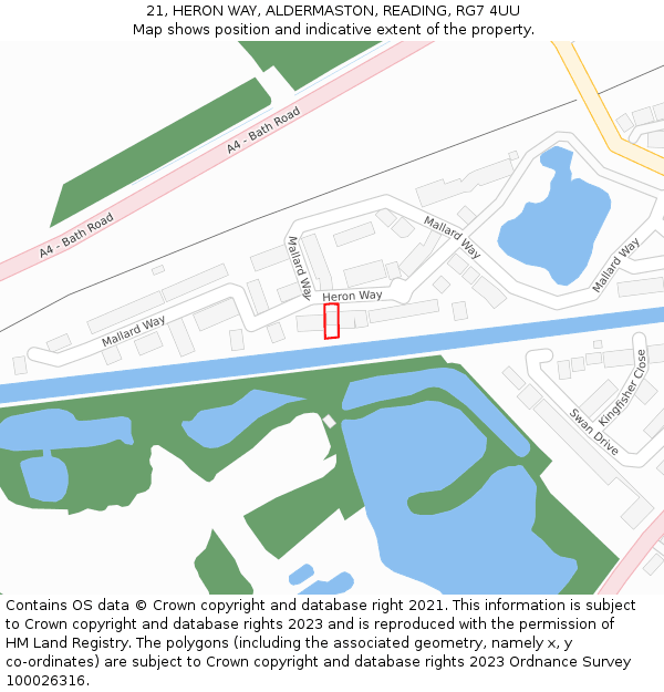 21, HERON WAY, ALDERMASTON, READING, RG7 4UU: Location map and indicative extent of plot