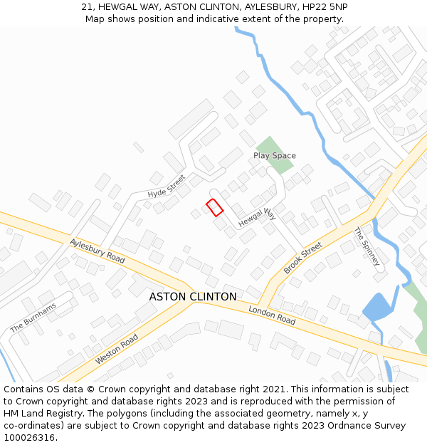 21, HEWGAL WAY, ASTON CLINTON, AYLESBURY, HP22 5NP: Location map and indicative extent of plot