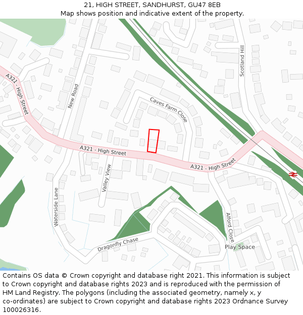 21, HIGH STREET, SANDHURST, GU47 8EB: Location map and indicative extent of plot