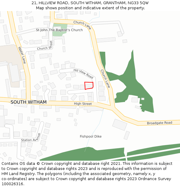 21, HILLVIEW ROAD, SOUTH WITHAM, GRANTHAM, NG33 5QW: Location map and indicative extent of plot