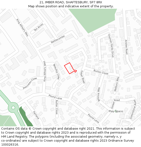 21, IMBER ROAD, SHAFTESBURY, SP7 8RX: Location map and indicative extent of plot