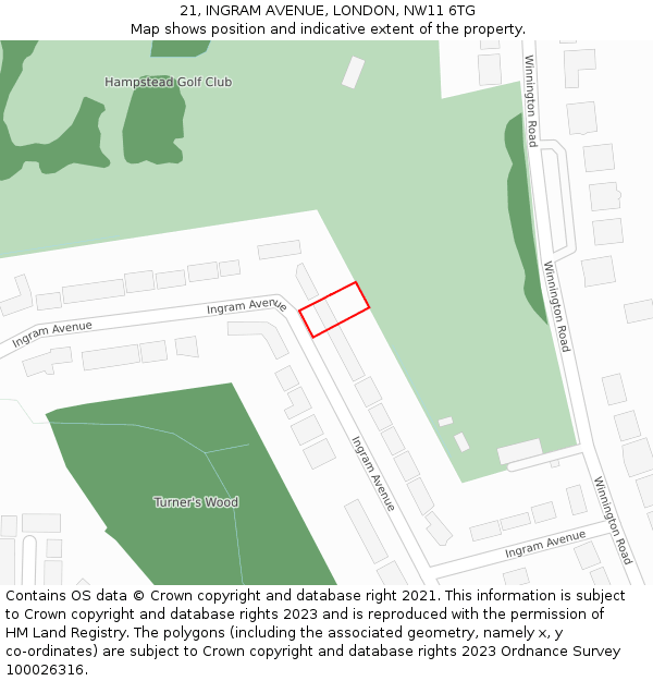 21, INGRAM AVENUE, LONDON, NW11 6TG: Location map and indicative extent of plot