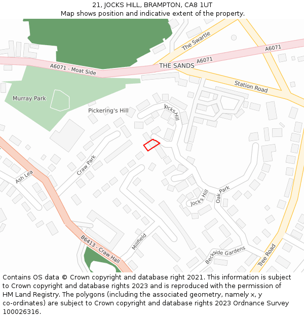 21, JOCKS HILL, BRAMPTON, CA8 1UT: Location map and indicative extent of plot