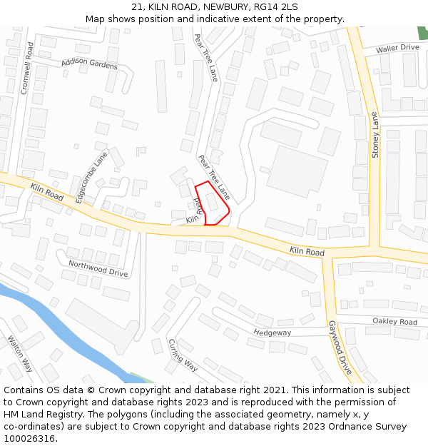 21, KILN ROAD, NEWBURY, RG14 2LS: Location map and indicative extent of plot