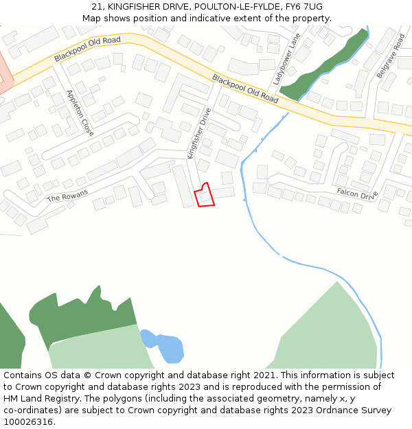 21, KINGFISHER DRIVE, POULTON-LE-FYLDE, FY6 7UG: Location map and indicative extent of plot