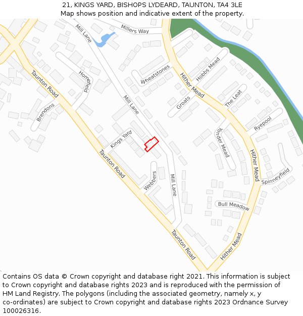 21, KINGS YARD, BISHOPS LYDEARD, TAUNTON, TA4 3LE: Location map and indicative extent of plot