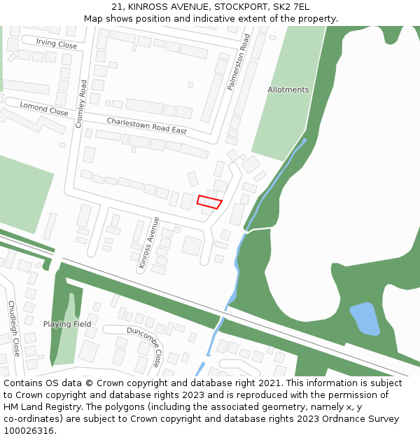 21, KINROSS AVENUE, STOCKPORT, SK2 7EL: Location map and indicative extent of plot