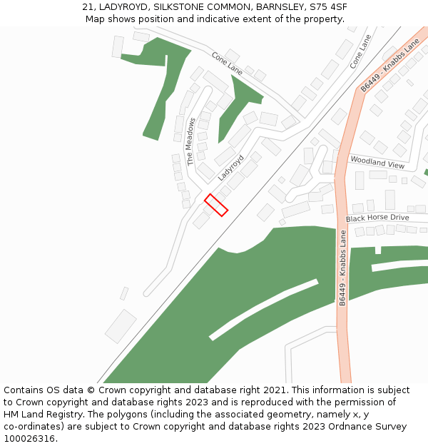 21, LADYROYD, SILKSTONE COMMON, BARNSLEY, S75 4SF: Location map and indicative extent of plot