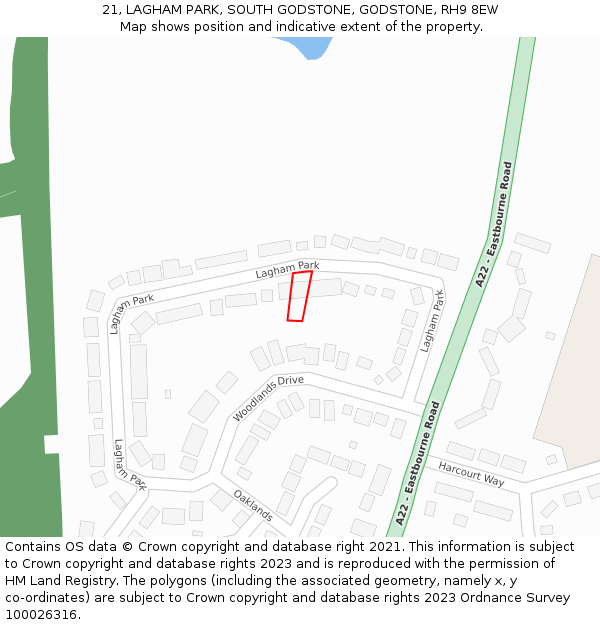 21, LAGHAM PARK, SOUTH GODSTONE, GODSTONE, RH9 8EW: Location map and indicative extent of plot