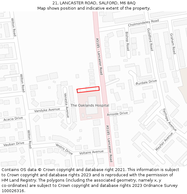 21, LANCASTER ROAD, SALFORD, M6 8AQ: Location map and indicative extent of plot