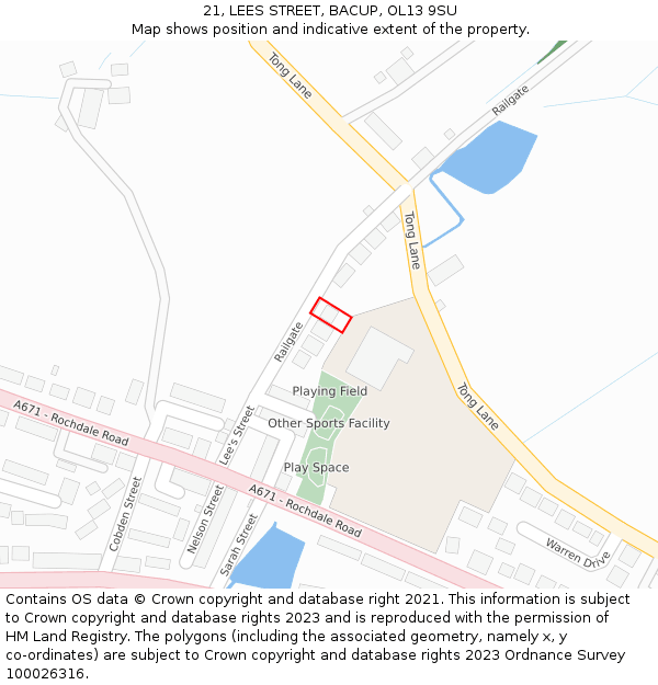 21, LEES STREET, BACUP, OL13 9SU: Location map and indicative extent of plot