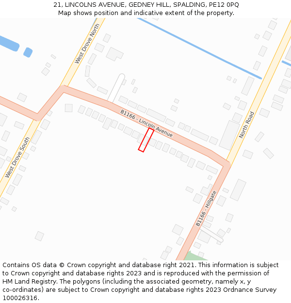 21, LINCOLNS AVENUE, GEDNEY HILL, SPALDING, PE12 0PQ: Location map and indicative extent of plot