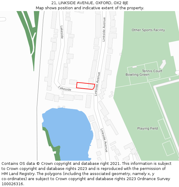 21, LINKSIDE AVENUE, OXFORD, OX2 8JE: Location map and indicative extent of plot