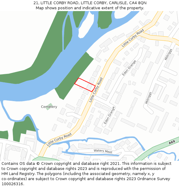 21, LITTLE CORBY ROAD, LITTLE CORBY, CARLISLE, CA4 8QN: Location map and indicative extent of plot