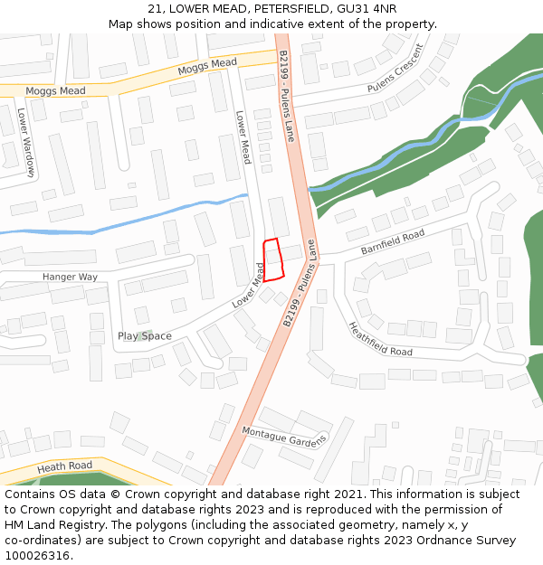 21, LOWER MEAD, PETERSFIELD, GU31 4NR: Location map and indicative extent of plot