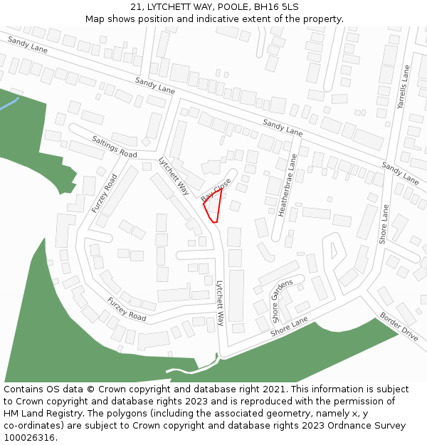 21, LYTCHETT WAY, POOLE, BH16 5LS: Location map and indicative extent of plot