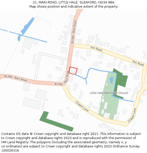 21, MAIN ROAD, LITTLE HALE, SLEAFORD, NG34 9BA: Location map and indicative extent of plot